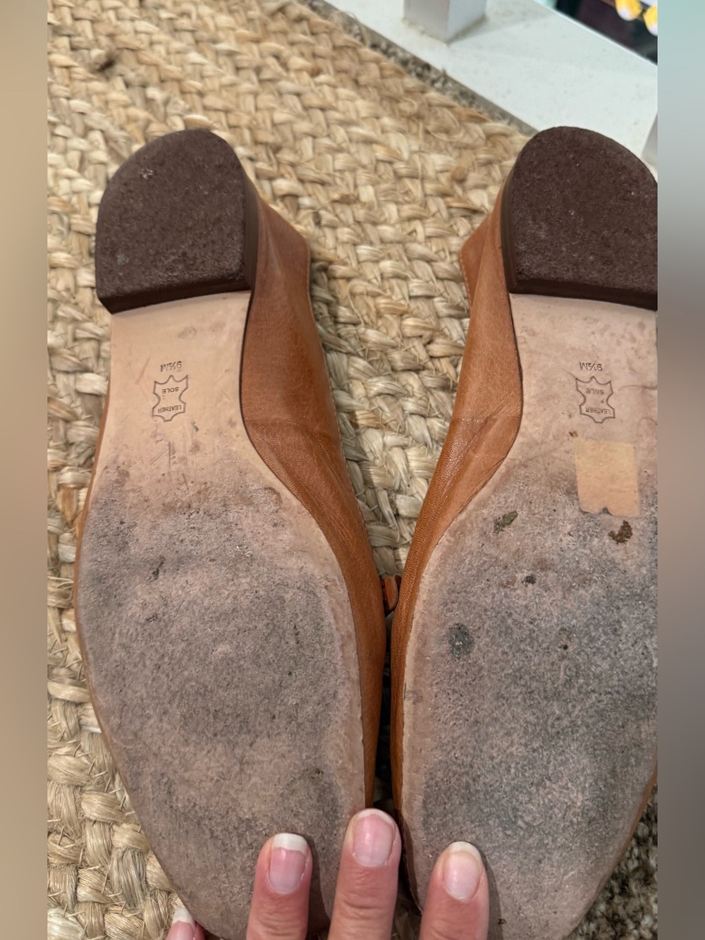Tory Burch Tan Leather Logo Loafers with Gold Medallion - Picture 2 of 5